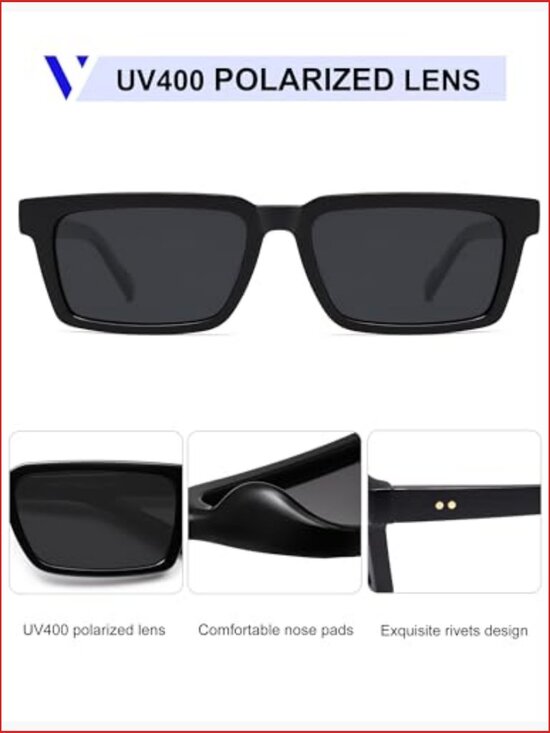 Retro Rectangular Polarized Sunglasses for Women Men - UV Protection main image 4